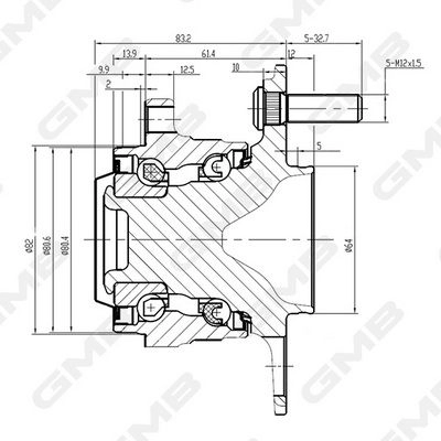 Ступица колеса GMB GH35120M O5QSB H1 1440312113 изображение 0