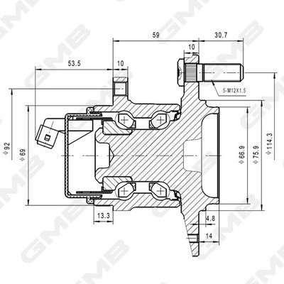 Ступица колеса GMB 1440312122 T MML7 GH35210A - Изображение 1