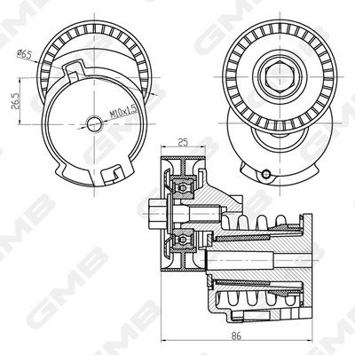 Натяжитель приводного ремня GMB Z2X 67 GAT20970 1440312838
