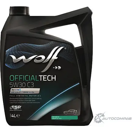 Моторное масло, синтетическое, OFFICIALTECH 5W-30, 4 л WOLF 1671488 8308116 5413048308116 WCK RD изображение 0