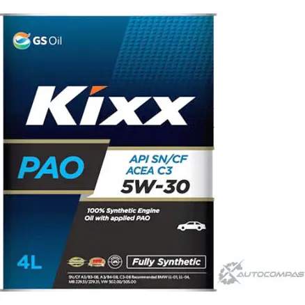 Моторное масло синтетическое KIXX PAO 5W-30, 4 л KIXX J3 F8I L208244TE1 1436734087