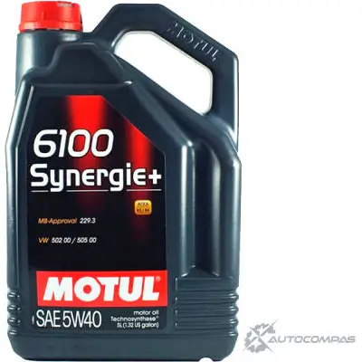 Моторное масло technosynthese, 80% синтетическое MOTUL 6100 SYNERGIE+ 5W-40, 4 л MOTUL 16110 106020 16110. 2971847