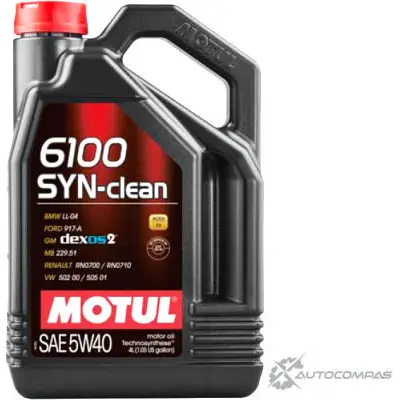 Моторное масло technosynthese, 80% синтетическое MOTUL 6100 SYN-CLEAN 5W-40, 4 л MOTUL J MKVSBQ 1436734558 107942
