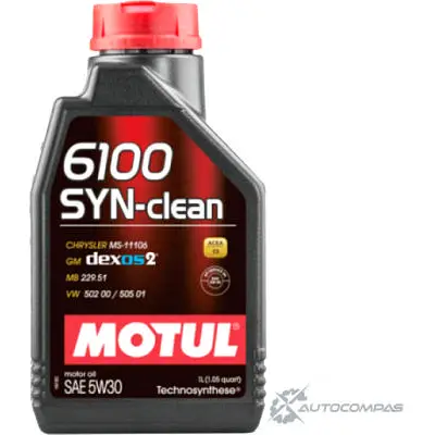Моторное масло technosynthese, 80% синтетическое MOTUL 6100 SYN-CLEAN 5W-30, 1 л MOTUL 107947 1436734553 6 FEC5 изображение 0