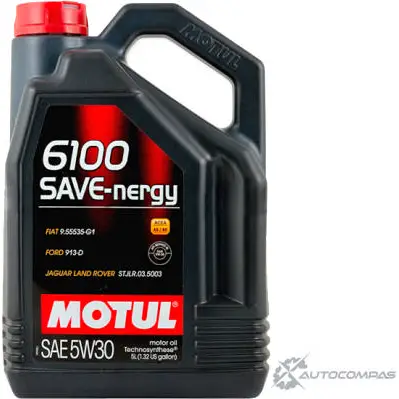 Моторное масло technosynthese, 80% синтетическое MOTUL 6100 SAVE-NERGY 5W-30, 5 л MOTUL M 7Z4GOX 107953 1436734551 изображение 0