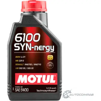 Моторное масло technosynthese, 80% синтетическое MOTUL 6100 SYN-NERGY 5W-30, 1 л MOTUL N9N 60 1436734566 107970 изображение 0