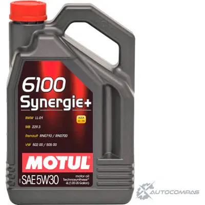 Моторное масло technosynthese, 80% синтетическое MOTUL 6100 SYN-NERGY 5W-30, 4 л MOTUL 1436734568 107971 UKMN L