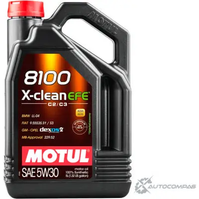 Моторное масло синтетическое MOTUL 8100 X-CLEAN EFE 5W-30, 5 л MOTUL 1436734604 H XA3D 109471 изображение 0