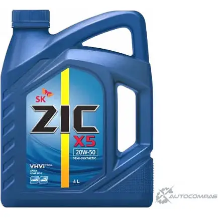 Моторное масло полусинтетическое ZIC X5 20W-50, 4 л ZIC V72 CQ1 1436734203 162648