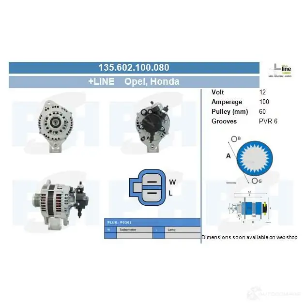 Генератор CV PSH 281139 135602100080 0FVQG E изображение 0