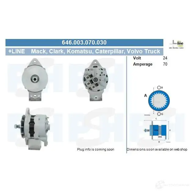 Генератор CV PSH 646003070030 A 9YU6TA 127052681 изображение 0