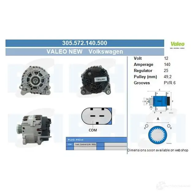 Генератор CV PSH 285937 2 TUDJ 305572140500 изображение 0