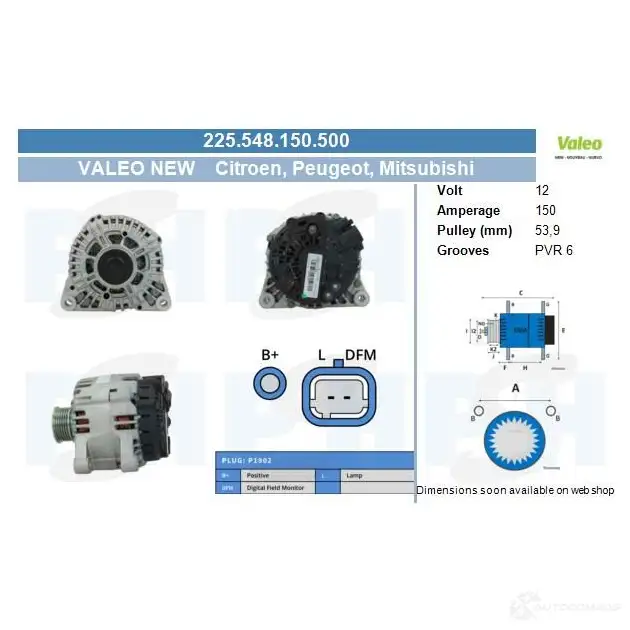 Генератор CV PSH 225548150500 284863 US682I Z