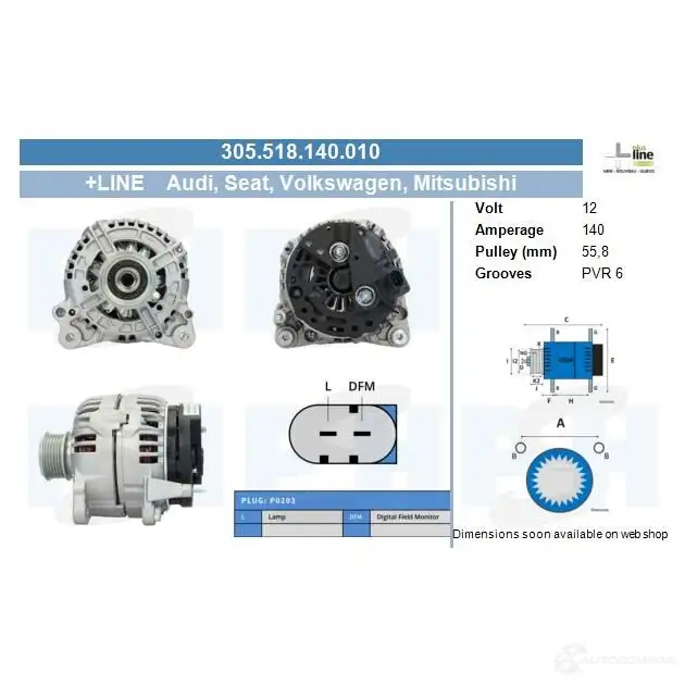 Генератор CV PSH 285766 6 FAM5 305518140010