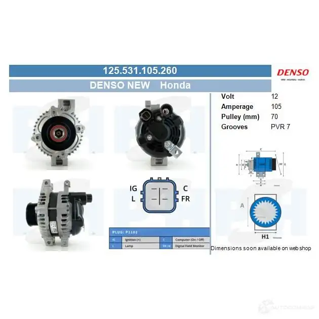 Генератор CV PSH 1437371569 NL9WH H 125531105260