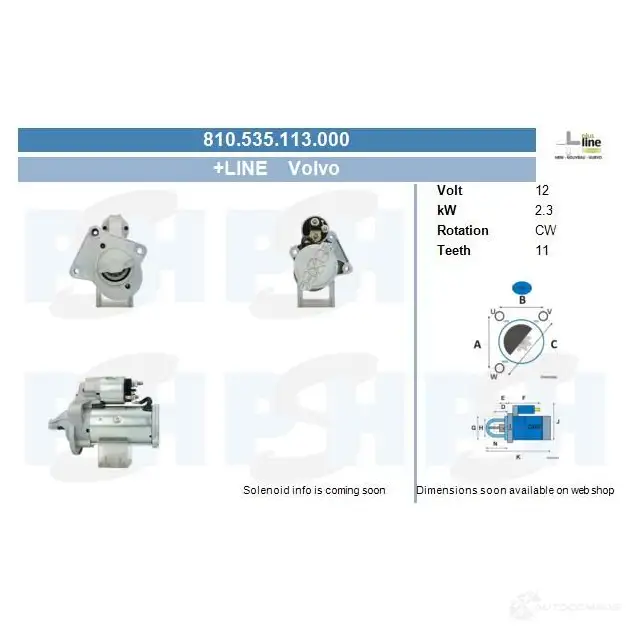 Стартер CV PSH 810535113000 291749 J1 WWX1 изображение 0