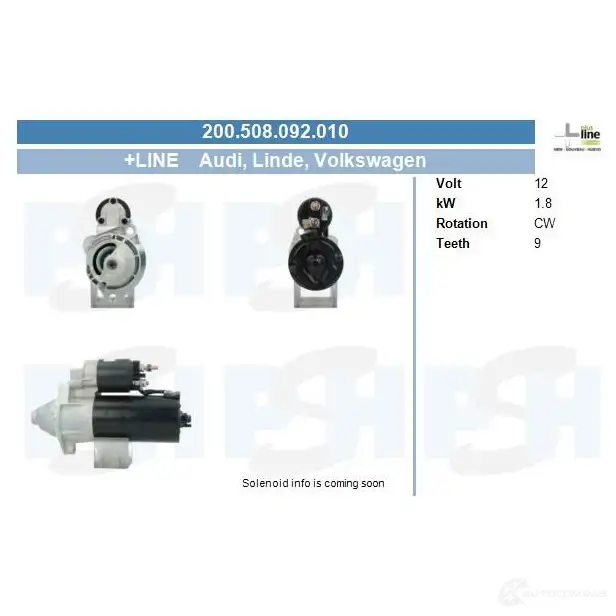 Стартер CV PSH 283679 200508092010 WTAS0 WV изображение 0