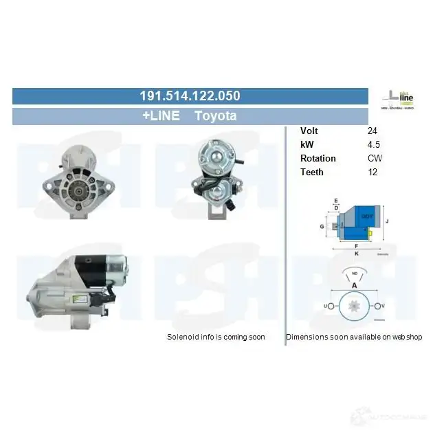 Стартер CV PSH 283183 191514122050 JPZT5 D изображение 0