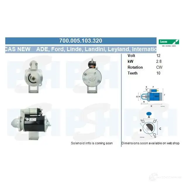 Стартер CV PSH SZUHP 7 700005103320 291255 изображение 0