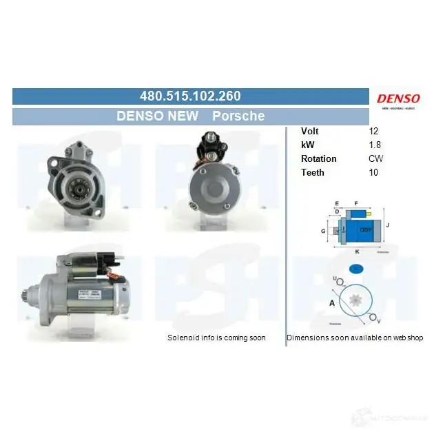 Стартер CV PSH 480515102260 286552 XUTGVW R