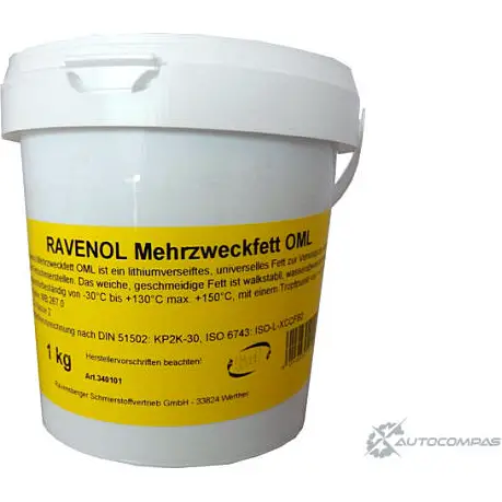 Смазка пластичная водостойкая универсальная Mehrzweckfett OML, 1 л RAVENOL BY WT6 5R8JT3Q 4014835200074 1436771182 изображение 0