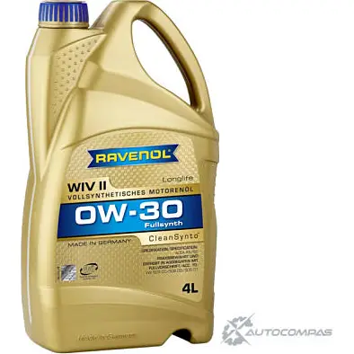 Моторное масло синтетическое легкотекучее WIV II SAE 0W-30, 4 л RAVENOL HON LZ 4014835718494 1436771699