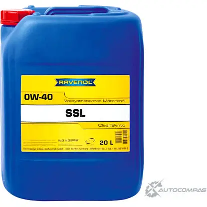 Моторное масло синтетическое SSL SAE 0W-40, 20 л RAVENOL 4014835718722 1436771441 LLGYGT 6 изображение 0