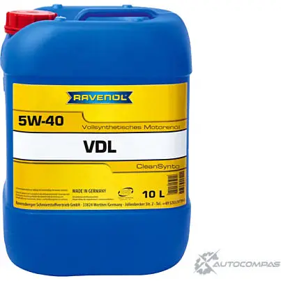 Моторное масло синтетическое легкотекучее VDL SAE 5W-40, 10 л RAVENOL 1436771601 4014835723740 WJN IADU