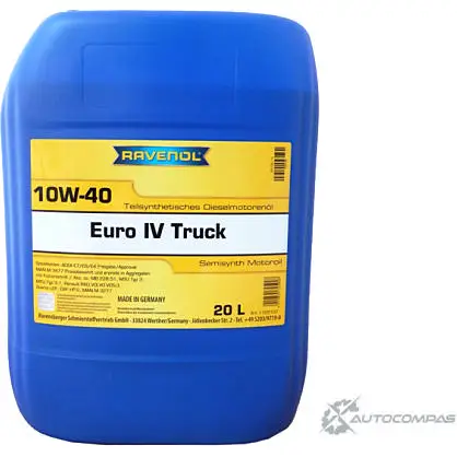 Моторное масло полусинтетическое универсальное UHPD EURO IV Truck SAE 10W-40, 20 л RAVENOL 1436770740 RQP M7 4014835725928