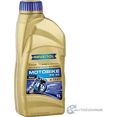 Моторное масло синтетическое Motobike 4-T Ester SAE 5W-30, 1 л RAVENOL 1436771203 4014835730618 AI DQJ изображение 0