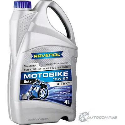 Моторное масло полусинтетическое MOTOBIKE 4-T Ester SAE 15W-50, 4 л RAVENOL 4014835731295 1436771199 Z8ZI E