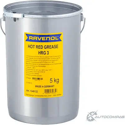 Смазка красного цвета минеральная для подшипников Hot Red Grease HRG3, 5 л RAVENOL 4014835756656 0K2DBM E ZHWH9H 1436770989