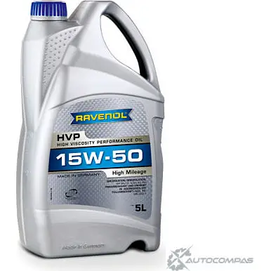 Моторное масло полусинтетическое HVP High Viscosity Perform. Oil SAE 15W-50, 5 л RAVENOL 4014835803022 WS W2L7 1436771016