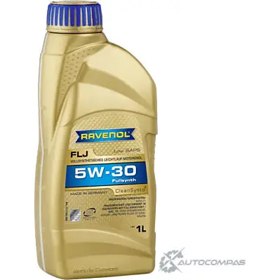 Моторное масло синтетическое легкотекучее Low SAPS FLJ SAE 5W-30, 1 л RAVENOL MA 1AZ 1436770792 4014835807150