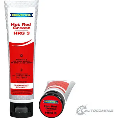 Смазка красного цвета минеральная для подшипников Hot Red Grease HRG3, 0.1 л RAVENOL 1436770986 76S 9D 4014835844698 L2DD55Y