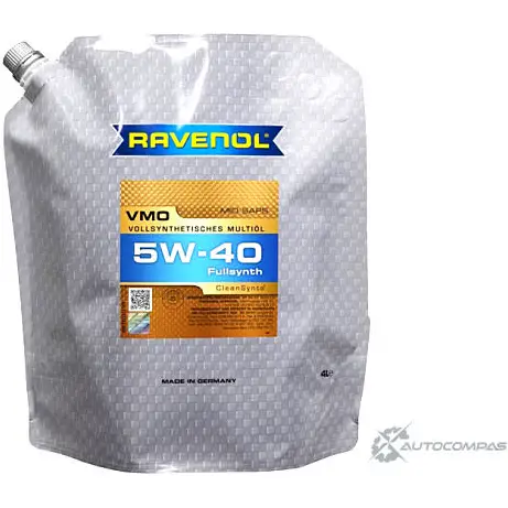 Моторное масло синтетическое легкотекучее VMO SAE 5W-40, 4 л RAVENOL 1436771612 D9 1V1 4014835848160 изображение 0