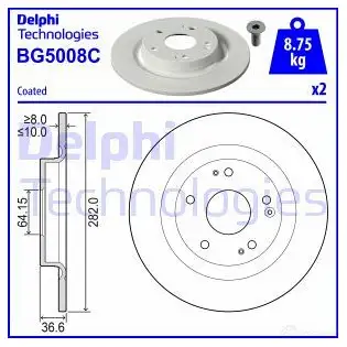 Тормозной диск DELPHI 1437959781 BG5008C 89OI C