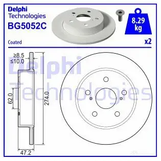 Тормозной диск DELPHI 1437959774 BG5052C Z F4XC изображение 0