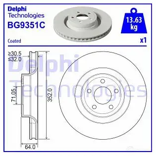 Тормозной диск DELPHI BG9351C 1437958997 0Y 7MPQ изображение 0