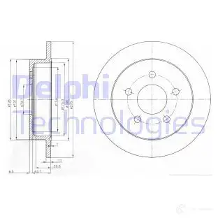Тормозной диск DELPHI 5012759063811 BG3143 934540 7V52GH K