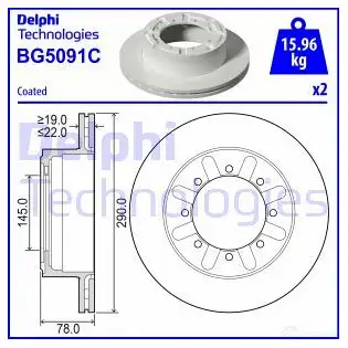 Тормозной диск DELPHI 9UL 3L 1437960167 BG5091C