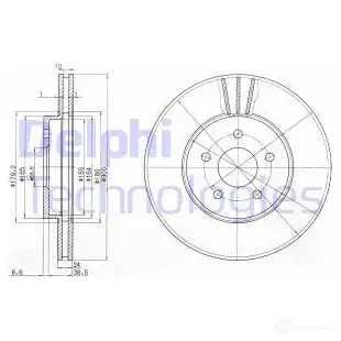 Тормозной диск DELPHI 5012759529782 934758 L5A 7KEL BG3537C изображение 0