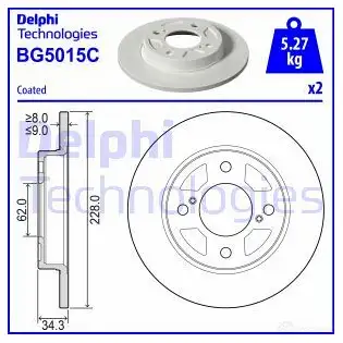 Тормозной диск DELPHI 1437950114 I1D YG BG5015C изображение 0