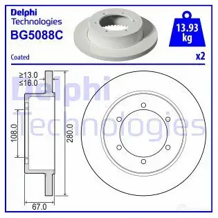 Тормозной диск DELPHI BG5088C 1437959813 ZL5 M7I