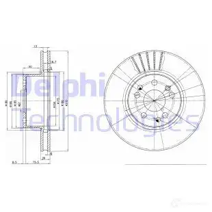Тормозной диск DELPHI 8 BH76N 934337 5012759426913 BG2737