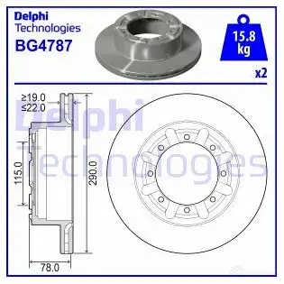 Тормозной диск DELPHI BG4787 FQXVK D 1437950606 изображение 0