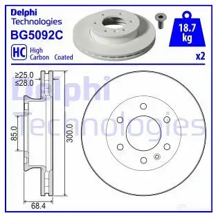 Тормозной диск DELPHI BG5092C S0 OR9MC 1437960176