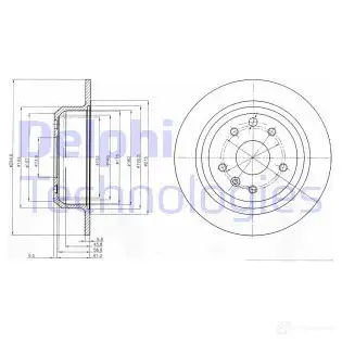 Тормозной диск DELPHI 5012759774151 BG2614 934242 6MDZ Y6 изображение 0