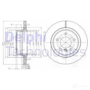 Тормозной диск DELPHI 935119 6DG6 HKE BG3947 5012759360514 изображение 0