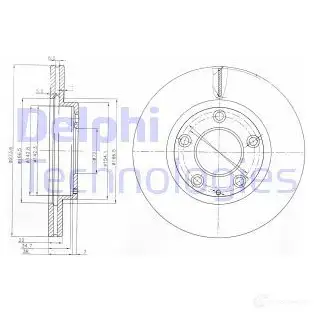 Тормозной диск DELPHI BG3085 OI43R 5H 934505 5012759063231